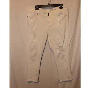 New York & Co Soho - Cropped Distressed Boyfriend Jeans - White - Size 14